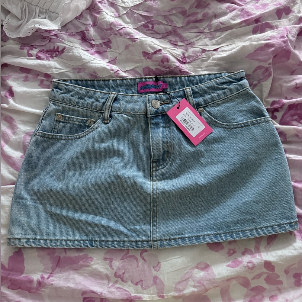 NWT EDIKTED denim mini skirt size small